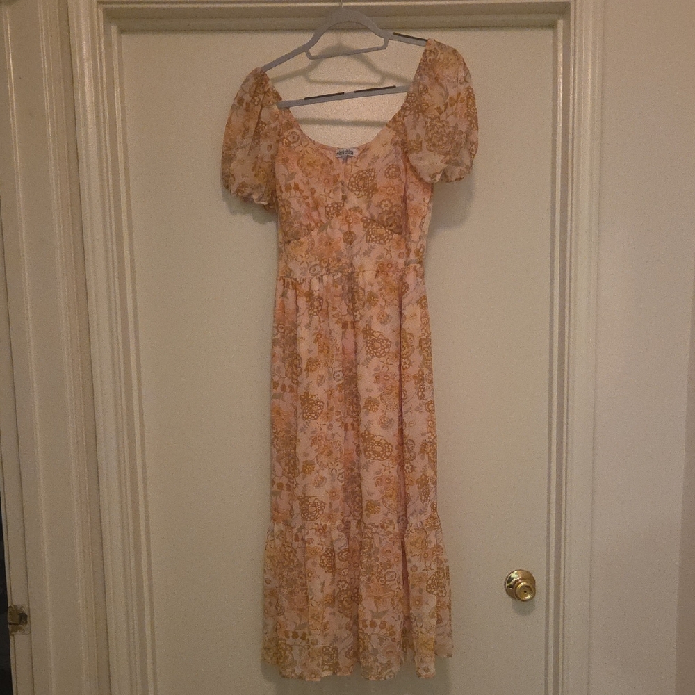 Mimi Chica Orange Floral Midi Dress